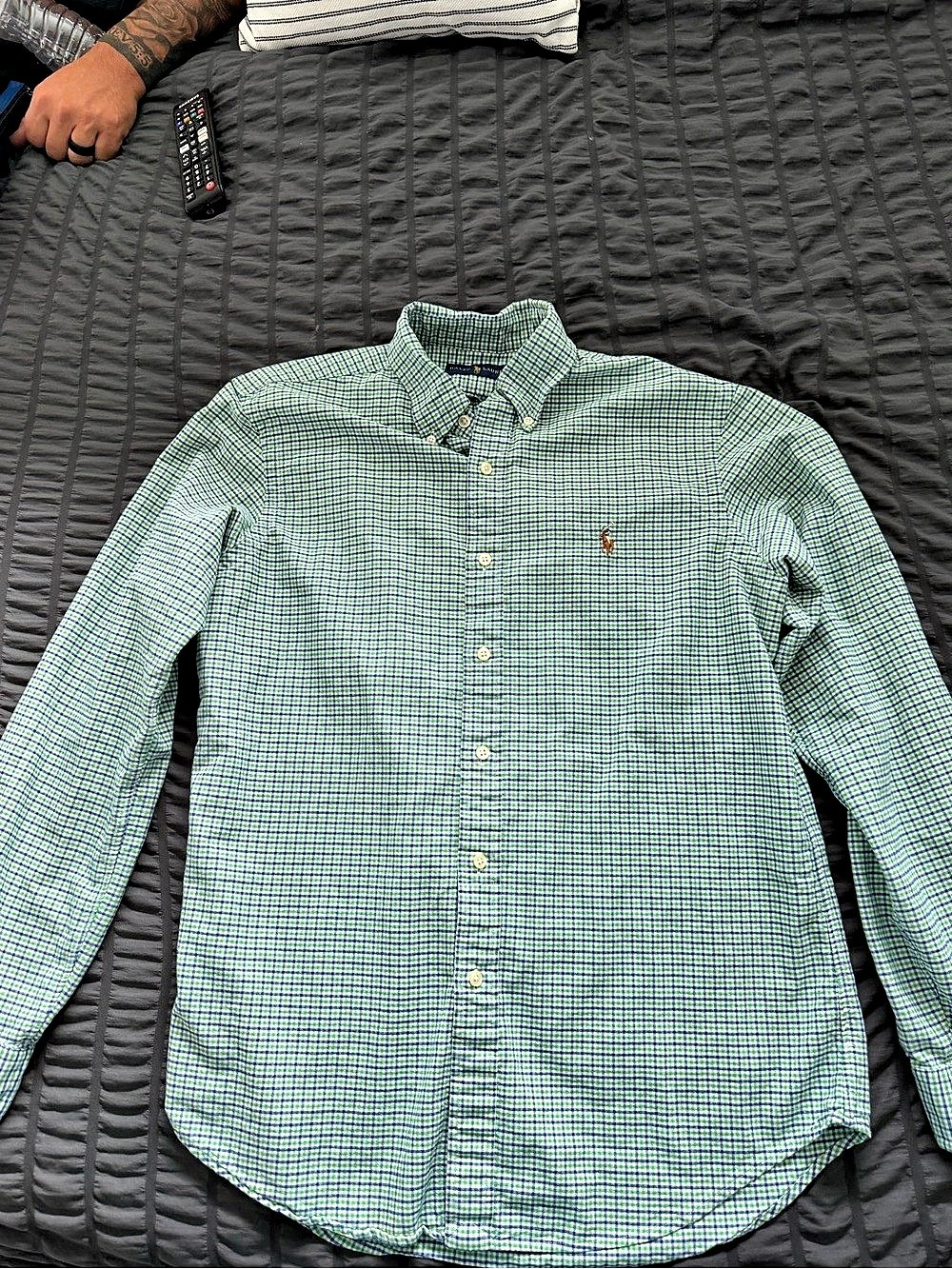 Ralph Lauren Gingham Button Down in Green & White Size Medium